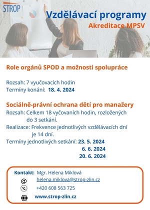 Nové termíny vzdělávacích programů Nové termíny vzdělávacích programů